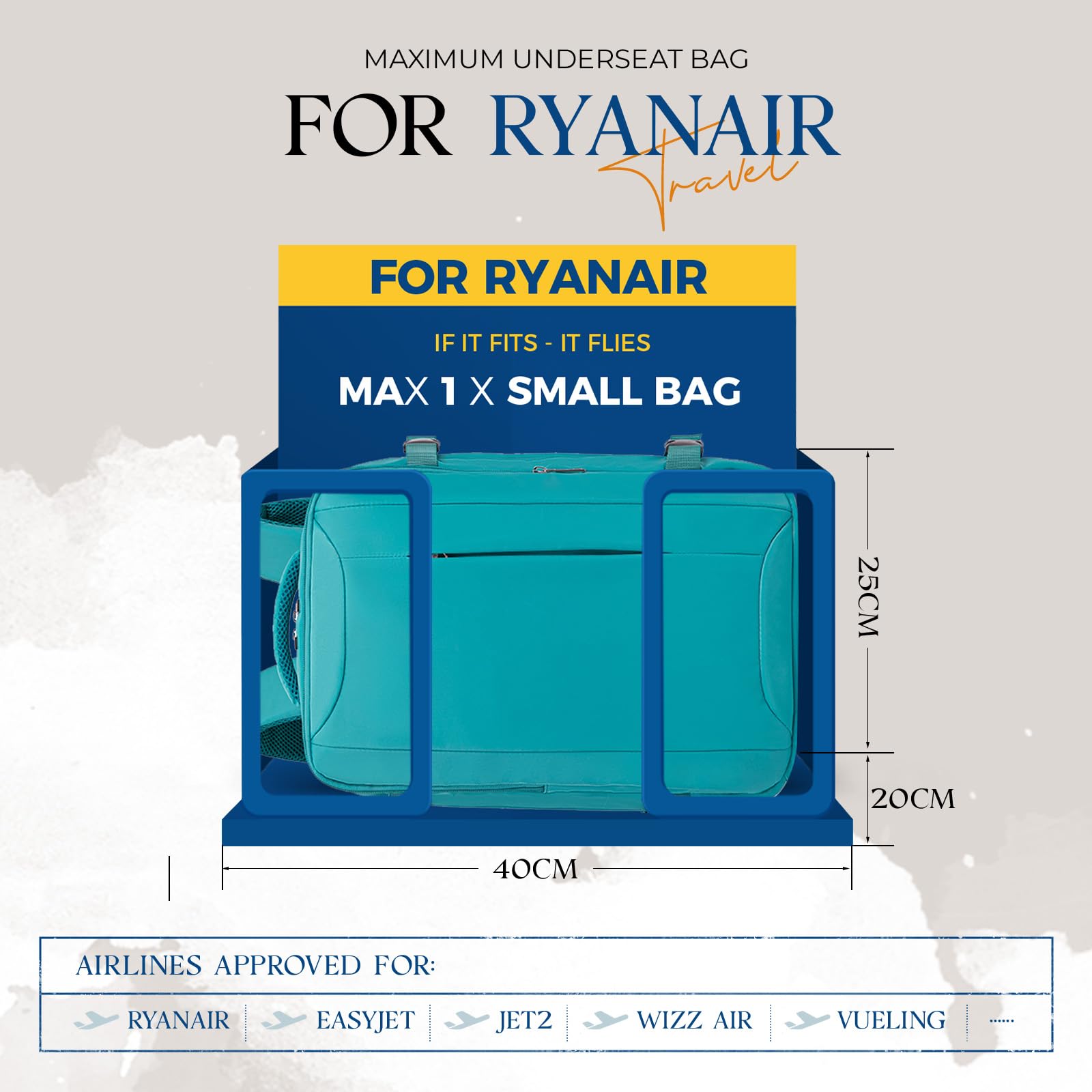 for Ryanair Cabin Bags 40x20x25 Underseat Bag,Small Travel Backpack Cabin Size Carry-ons for Women Men,Hand Luggage for Overnight,Casual Daypack with Laptop Compartment,Anti Theft Pocket