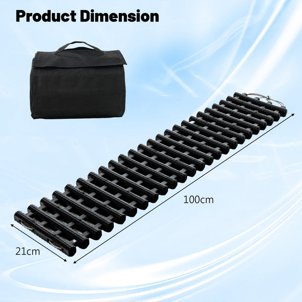COSTWAY 2 Pack Tire Traction Mats, Folding Non-Slip TPR Recovery Track for Sand/Mud/Snow Off-road, Tire Ladder Pad Emergency Devices for Cars, Trucks, Van (100 x 21 x 3cm)