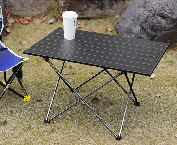 Portable Camping Table, Roll Top Aluminum Folding Lightweight Camping Table with Carry Bag for Picnic, Beach, Fishing, BBQ, Hiking, Fishing (Size L)