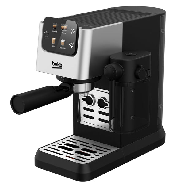 Beko CaffeExpertoTM CEP5304X Semi Automatic Espresso machine | Colour Touch Display | Integrated Milk Jug | Dual Nozzle | 15 Bar pressure | Silver | Easy cleaning