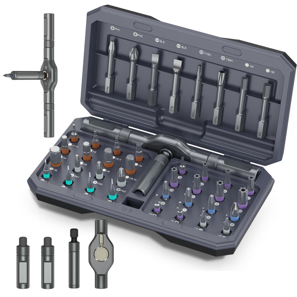 Ankilo 24 in 1 Magnetic Screwdriver Set, DIY Ratchet Screwdriver Set with Rotatable Ratchet Handle, Repair Tool Kit, Small Ratchet Set in case for Furniture Computer Bicycle, Best Gift for Father Day