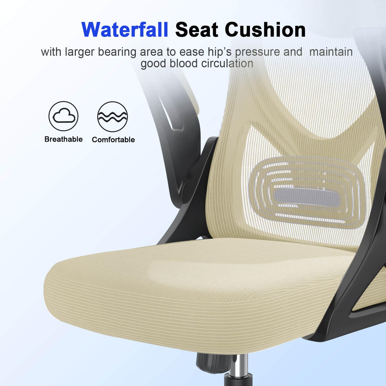 Office Chair - Ergonomic Desk Chair with Lumbar Support Headrest Adjustable, Padded Flip-up Armrests Comfy Seat Cushion High Back Executive Manager Chair For Home Office