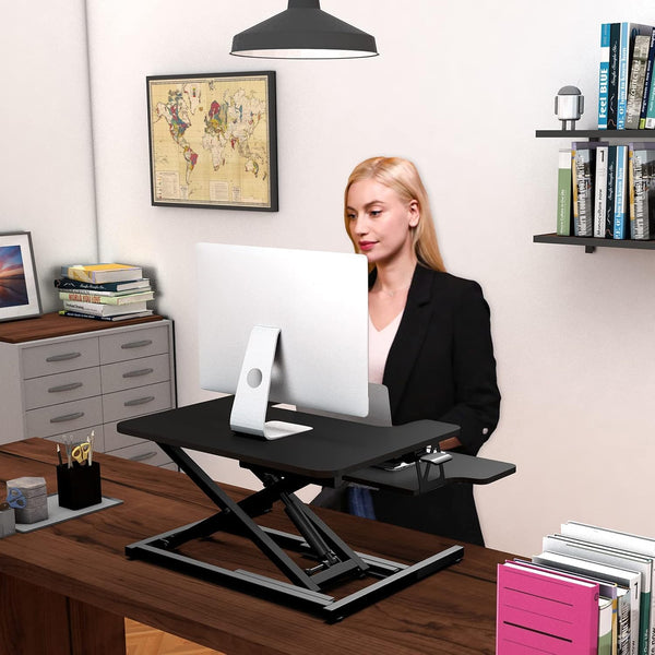 ERGOMAKER Standing Desk Converter, 36"/91cm Wide Height Adjustable Quick Sit to Stand Up Desk Riser for Dual Monitor