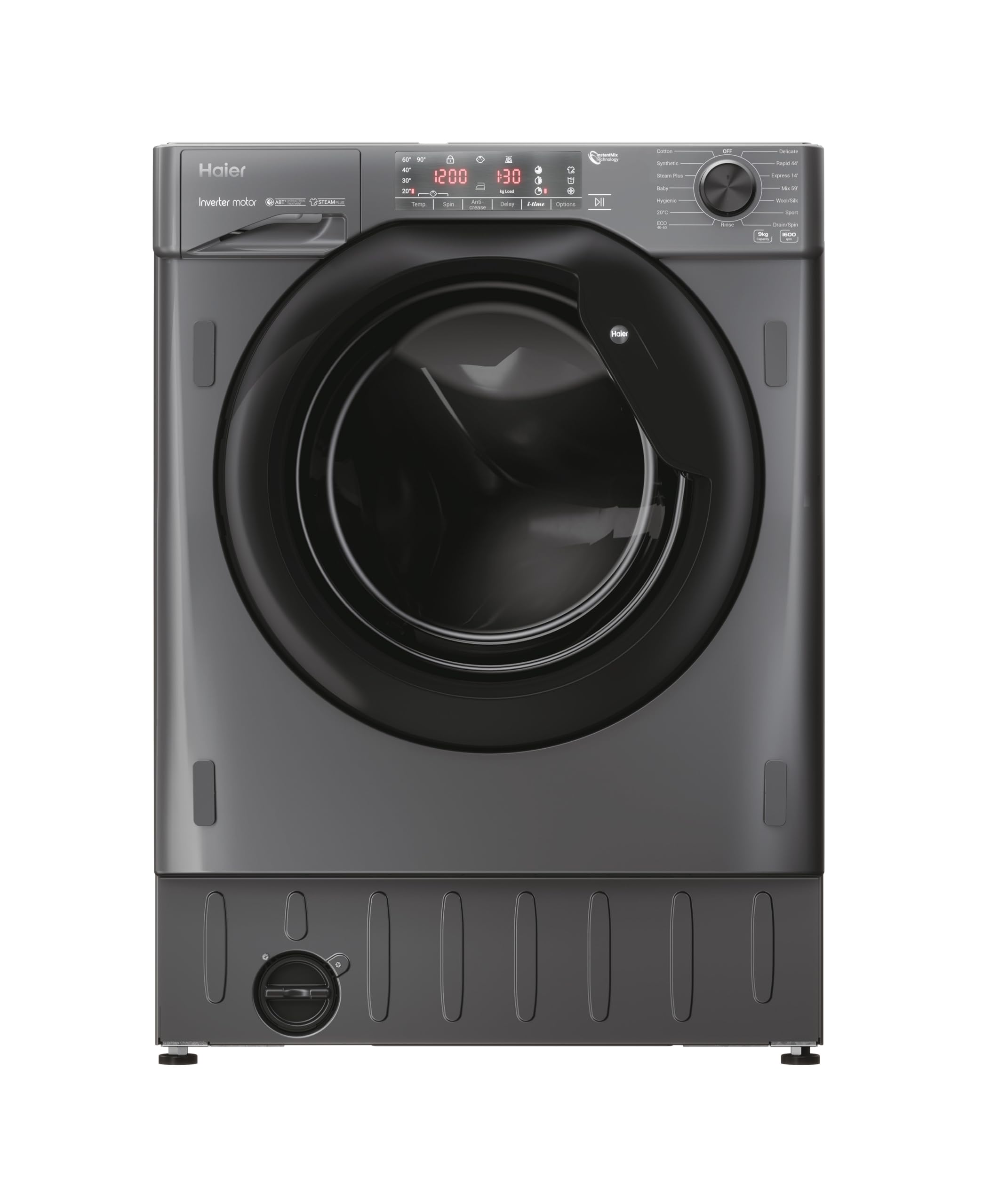 Haier HWQ90B416FWB-UK 9kg Integrated Washing Machine, A Rated, White & Black