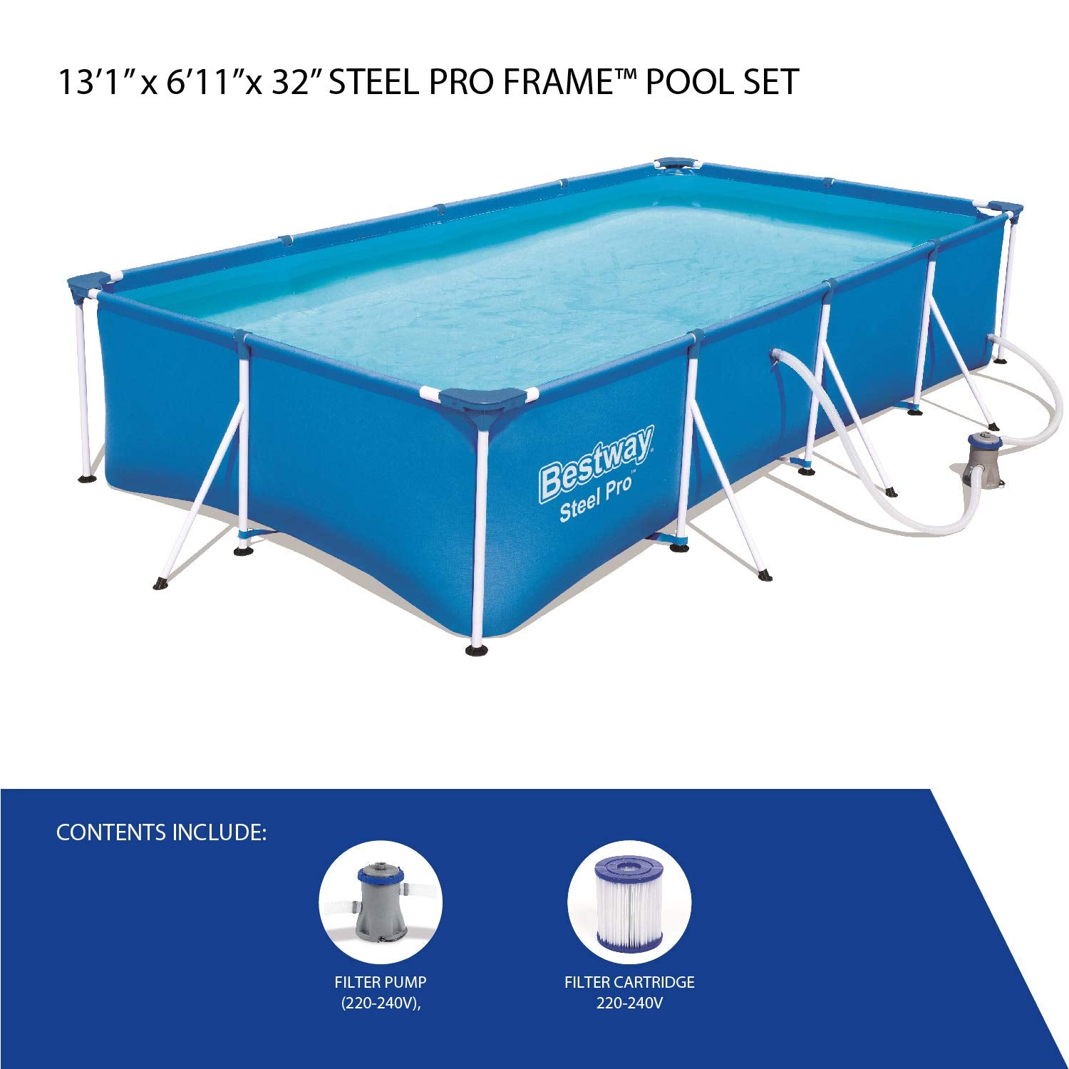 Bestway Steel Pro | Metal Frame Above Ground Pool, Family Outdoor Pool 9.10ft