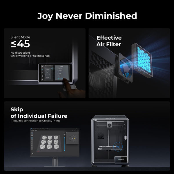 Creality K1C 3D Printer, 600mm/s Fast Speed Clog-Free Extruder Auto Leveling 3D Printers with AI Camera for 300°C Printing,Switchable Silent Mode Reliable Carbon Fiber 3D Printing 220*220*250mm(Black)