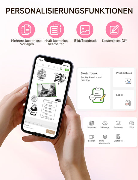 iDPRT Mini Portable Sticker Thermal Printer for Study Notes Pictures DIY Labels, Study Notes, Photos