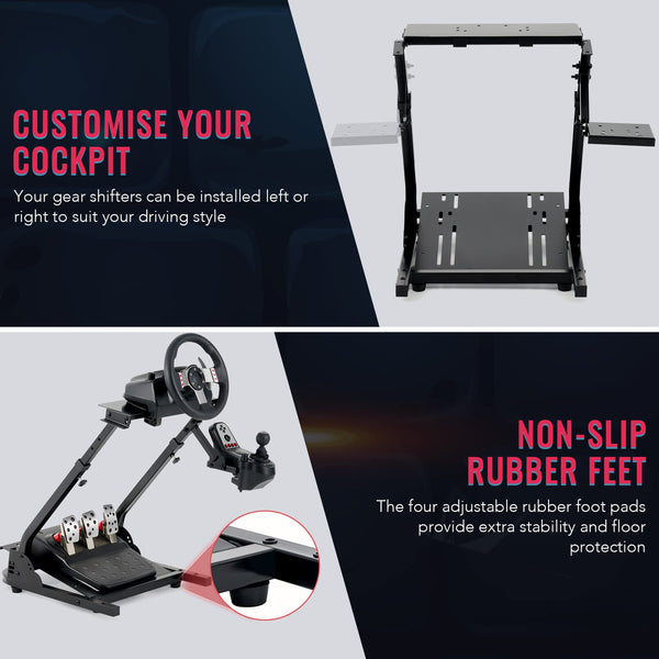 CO-Z Steering Wheel Stand, Height Adjustable Racing Wheel Stand with LED Light Strip, Foldable Gaming Simulator Cockpit Compatible with Logitech G920 G27 G25 G29 Thrustmaster T80 T150 TX F430