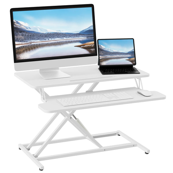 ERGOMAKER Standing Desk Converter, 36"/91cm Wide Height Adjustable Quick Sit to Stand Up Desk Riser for Dual Monitor