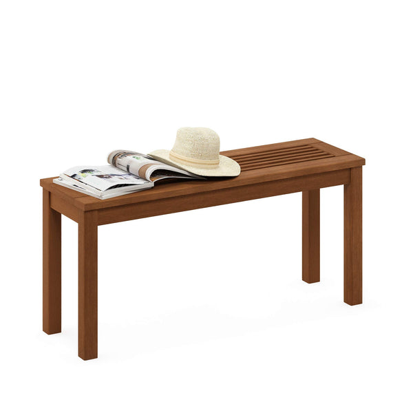 Furinno Hardwood Promo Backless Bench in Teak Oil, Wood, Natural, 99.82 (W) x 46.99 (H) x 30.23 (D) cm