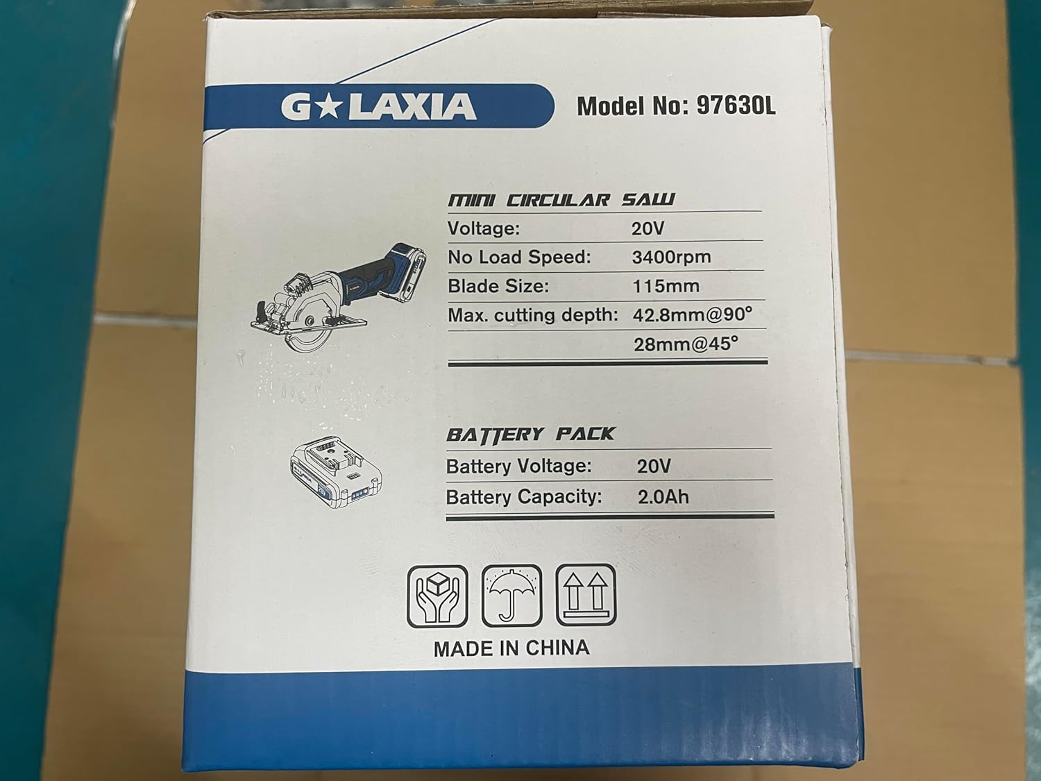 G LAXIA 20V Cordless Circular Saw, Mini Circular Saw 3400RPM, Compact Electric Lightweight Saw with Speed Trigger， Maximum Cutting Depth of 28MM (45°),42.8MM (90°) –2000mAh Battery and Charger