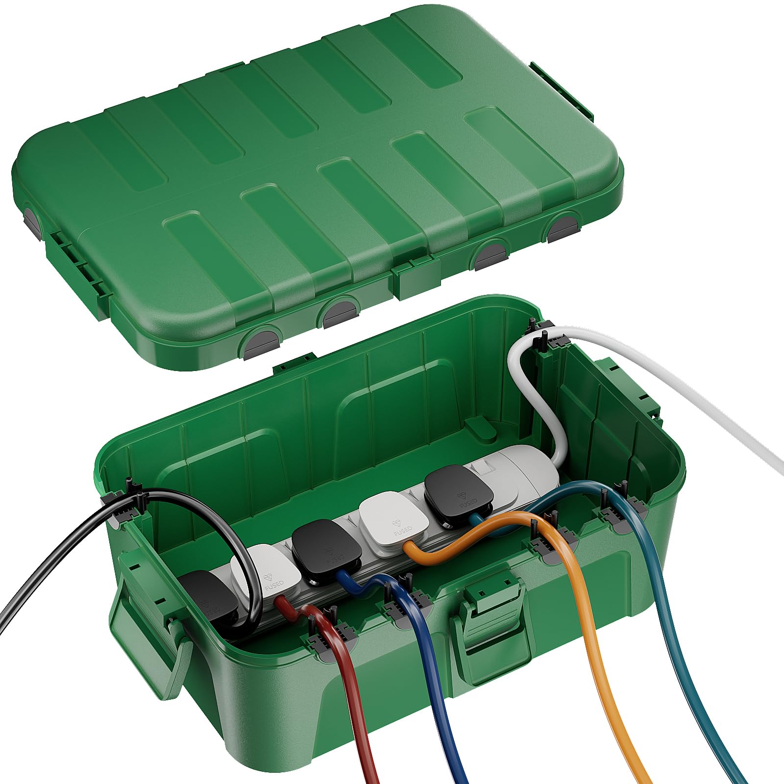 RESTMO Extra Large Waterproof Electrical Box, IP54 Weatherproof Outdoor Outlet Cover, Protect Outlet, Plug, Timer, Power Strip (Not Included), Holiday Light Decoration, 32 x 22 x 13 cm, Black