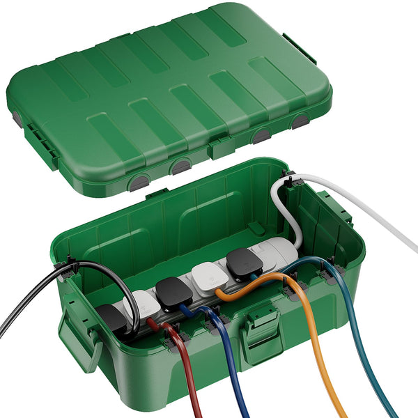 RESTMO Extra Large Waterproof Electrical Box, IP54 Weatherproof Outdoor Outlet Cover, Protect Outlet, Plug, Timer, Power Strip (Not Included), Holiday Light Decoration, 32 x 22 x 13 cm, Black