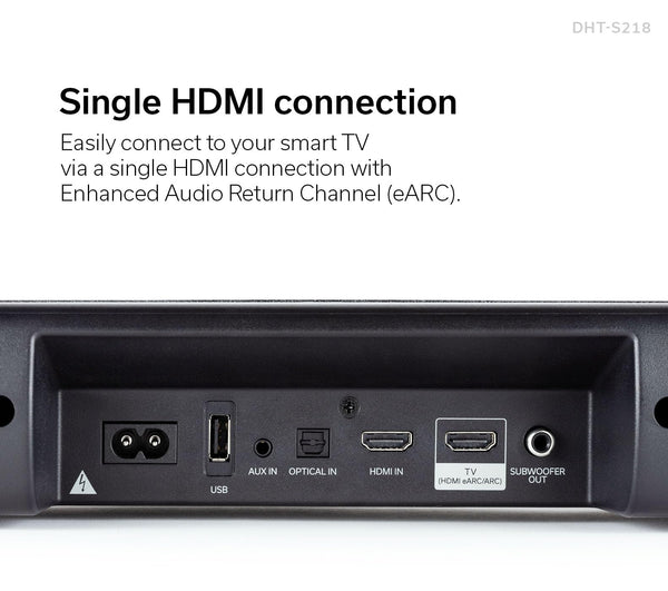 Denon DHT-S316 Soundbar and Wireless Subwoofer for Surround Sound, Bluetooth Sound Bar with Dolby Digital, DTS Decoding, Dialogue Enhancer, HDMI ARC, Wall Mountable, Music Streaming