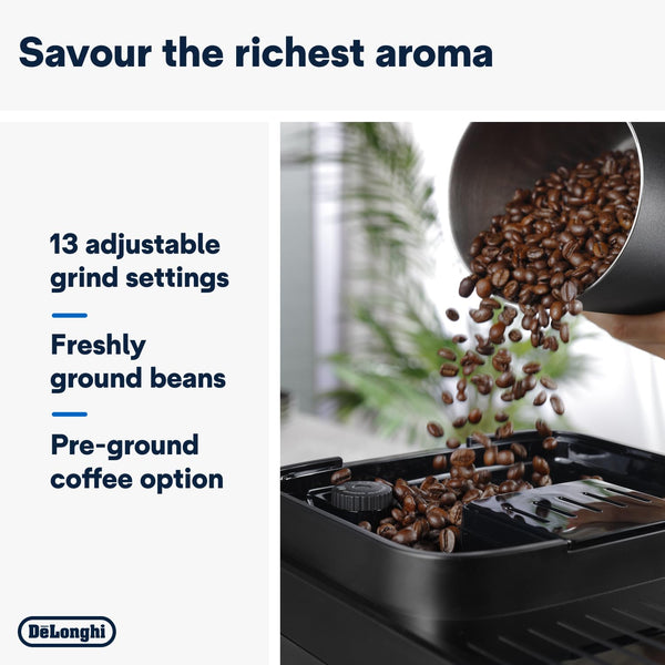 De'Longhi Magnifica Evo Next ECAM312.80.TB, Automatic Coffee Machine With Automatic Milk Frother, Bean To Cup Coffee and Cappuccino Machine with Intuitive Touch Display, Black/Titanium