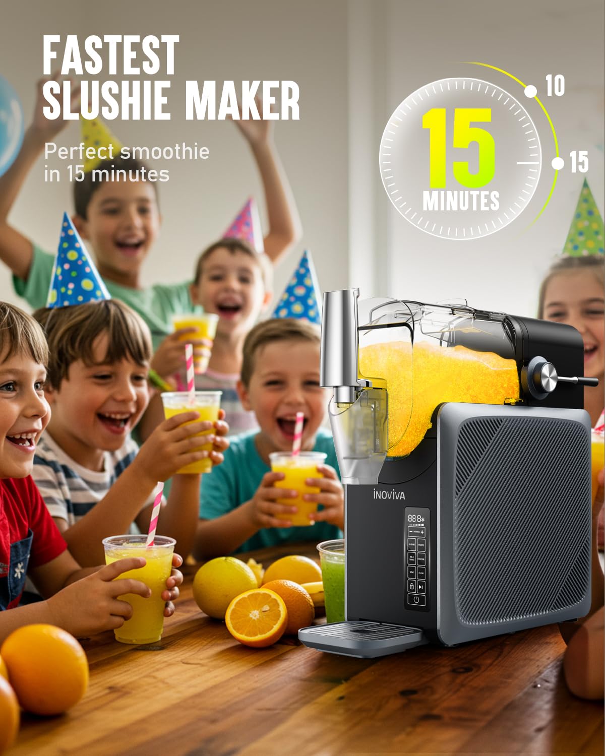 INOVIVA 2.6L Slush Machine – No Ice Needed, Frozen Drink Machine with Self-Cleaning, 5 Preset Modes, Makes Slushies, Milkshakes, Frappés & Frozen Cocktails for Home Use