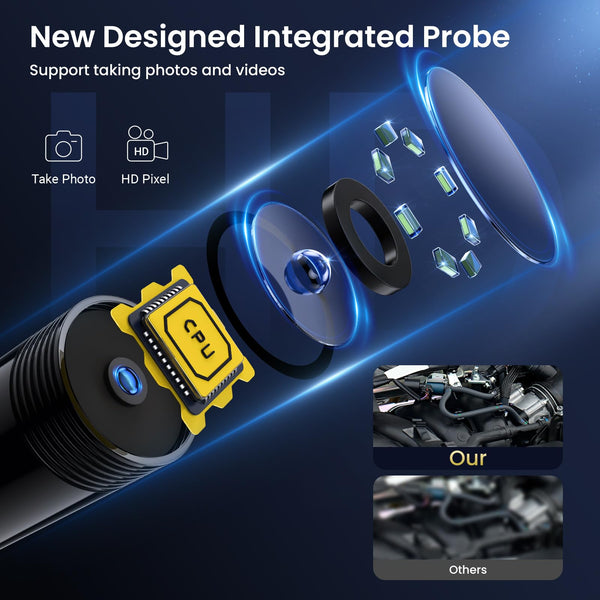 FORKODA Endoscope Inspection Camera - 1920 HD Flexible Rigid Snake Inspection Camera, 8 LED Lights Adjustable IP67 Waterproof Probe Drain Endoscope Camera for Android and iOS(16.4 ft/ 5m)