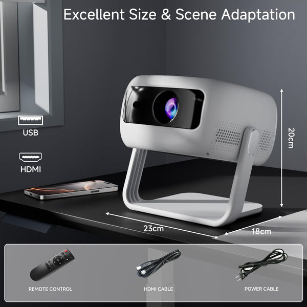 [360°Adjustable Stand] Mini Projector with WiFi and Bluetooth: Electric Focus & Auto Keystone 1080p Supported, 15000L,Phone Projector - 2025 Upgraded Visulapex Portable Home Theater