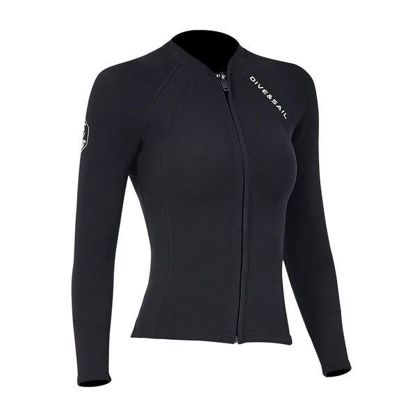 EUPTE 2mm Wetsuits Women/Men Long Sleeve Jacket UPF50+ UV Protection Diving Skin Suit Top for Scuba Diving Snorkeling Surfing Swimming (women, S)