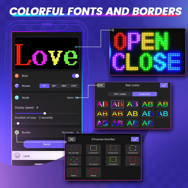 Qnoavve Bluetooth App Control LED Sign, 14.6"x3.6" Devil Eyes Car Lights, Flexible USB 5V LED Car Sign, Programmable Customizable Display Panel, Scrolling Message Board for Store Bar Hotel Party