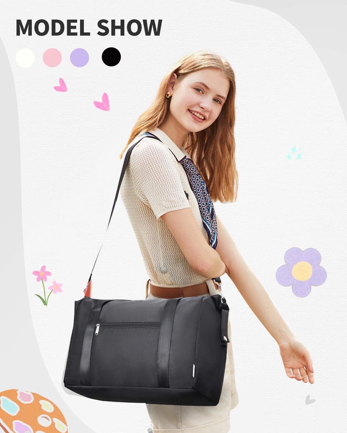 Narwey for Ryanair Cabin Bag 40x20x25 Underseat Ryan Air Bag Foladble Travel Duffel Hospital Carry on Hand Luggage Holdall Weekend Overnight Bag for Women and Men 20L (Beige with Green Straps)