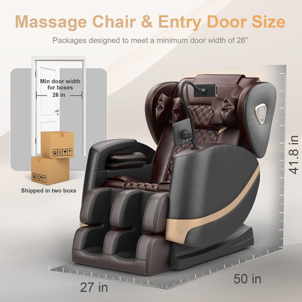 2025 Upgrade Massage Chair, Full Body Massage Chair with 10 Fix Points, Heating, Foot Massage, Auto Modes, Bluetooth Speaker, Touch Screen Controller, Zero Gravity Home Office