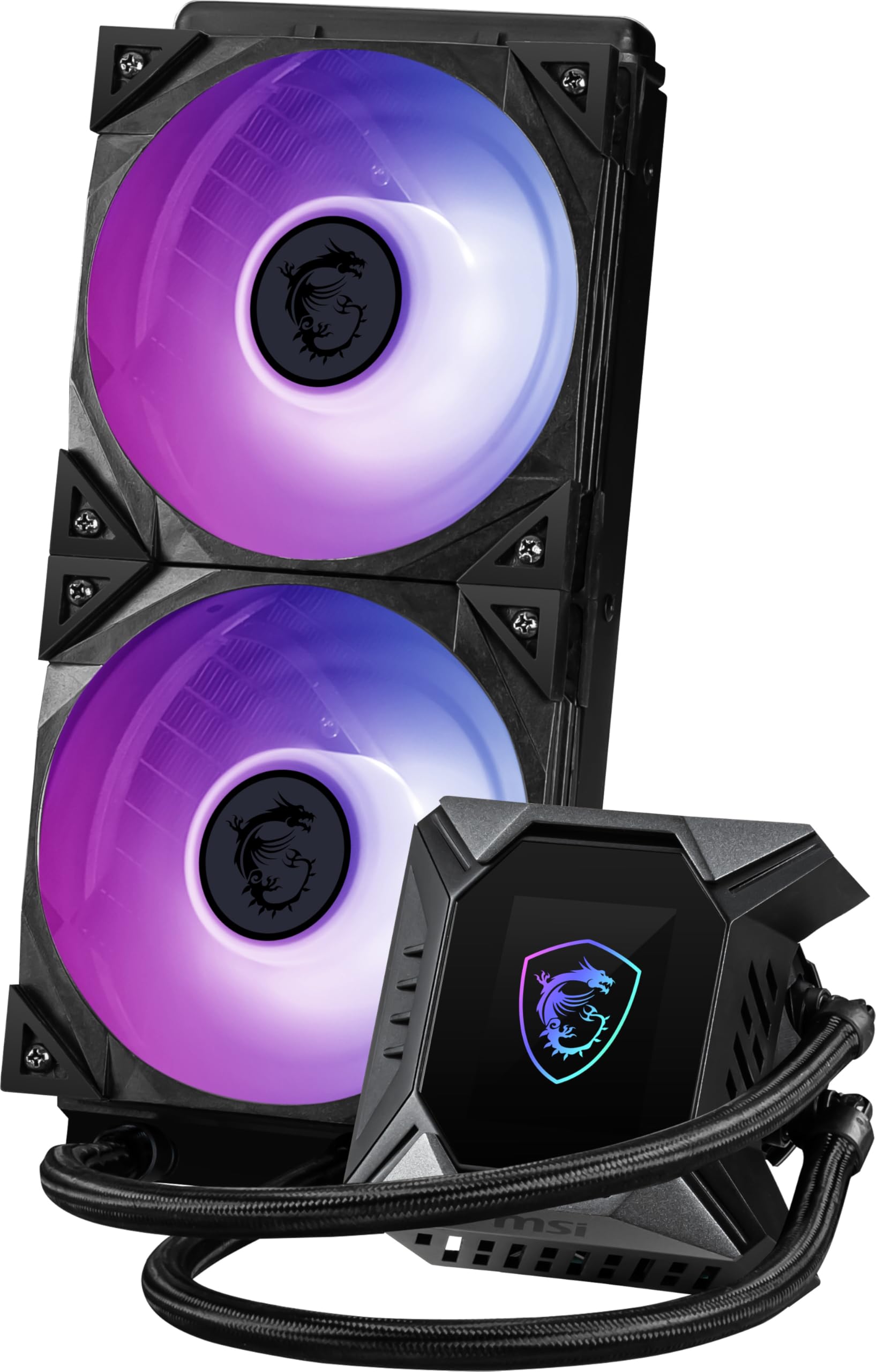 MSI MAG CORELIQUID 360R V2 AIO CPU Liquid Cooler - Rotatable ARGB Blockhead, Integrated Radiator Pump, Split-Flow Water Cooling, Evaporation-Proof Tubing, Easy to Install - AMD & Intel Compatible