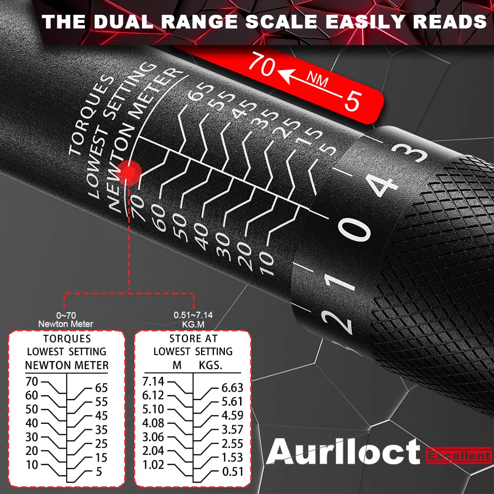 1/2" Torque Wrench Set, Car Wheel Torque Spanner 20-230 Nm with 3/8'' Adapter, ± 3% Accuracy, 72 Tooth for Car Repair, Tire Replacement Etc