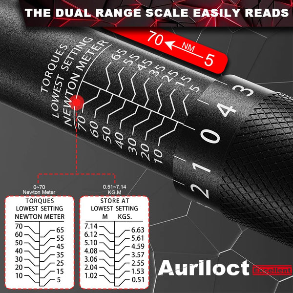 1/2" Torque Wrench Set, Car Wheel Torque Spanner 20-230 Nm with 3/8'' Adapter, ± 3% Accuracy, 72 Tooth for Car Repair, Tire Replacement Etc