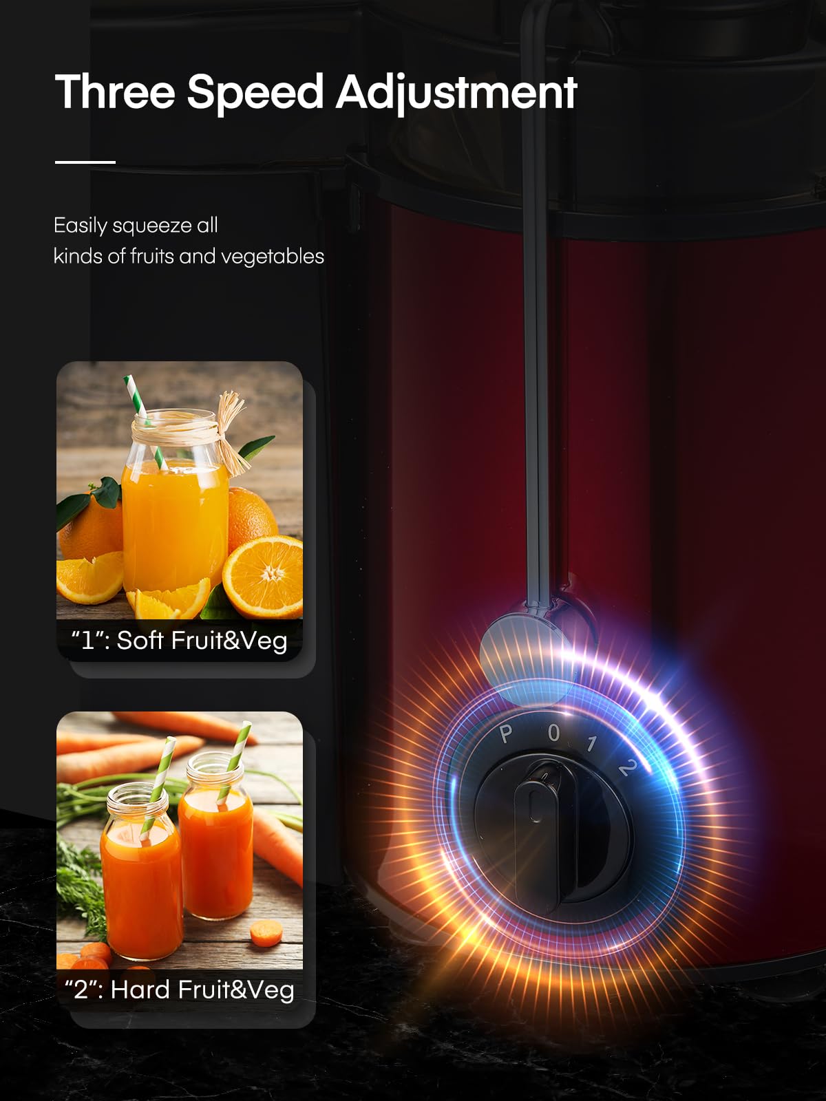 Juicer Machines, FOHERE Centrifugal Juicer Extractor with Large 3 Feed Chute for Whole Fruit and Vegetables, Easy to Clean, 3 Speed Control, Cleaning