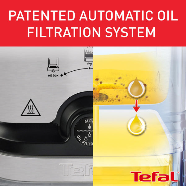 Tefal Deep Fryer Oleo Clean Pro, 3.5 Litre Oil Capacity, Oil Storage Box, Easy Cleaning, Stainless Steel, 1.2 kg, 6 Portions, Chips, Fried Chicken 2300W F58-M2, Grey/Blue