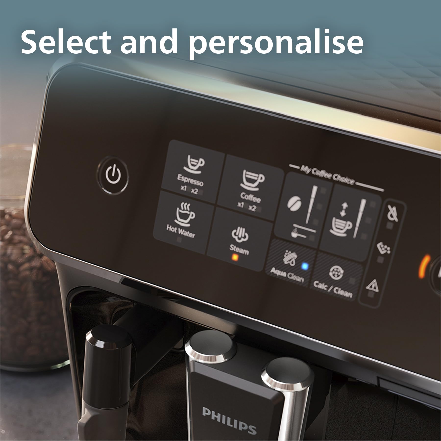 PHILIPS 5400 Series Bean to Cup Coffee Machine – 12 Coffee Varieties, LatteGo Milk Frother, Fastest-to-Clean, Ceramic Grinder, Fully Automatic Espresso & Cappuccino maker – Black, Silver (EP5446/70)