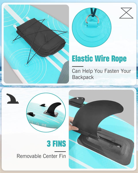 Inflatable Stand Up Paddle Board 10'6"×31"×6"", Max 140KG Load SUP Paddle Board with Accessories Waterproof Cell Phone Bag, Excellent Paddleboards for Adults/Youth/Beginners/Advanced/Water yoga