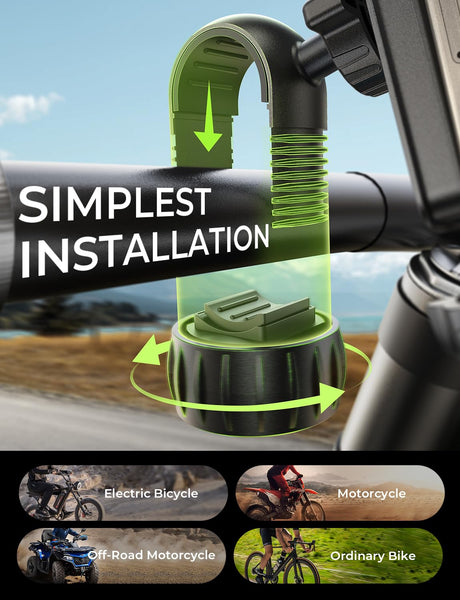LISEN Bike Phone Holder - [2 Step Install] Bicycle Phone Holder for Bikes, [Silicone Pro+] Motorbike Phone Mount E-Scooter, Trolley Golf Accessories for iPhone 16, 4.7''-7.0'' Mobile Phones