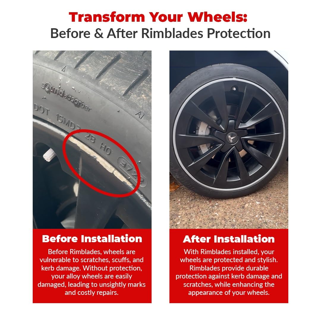 Rimblades Original Black Alloy Wheel Protectors - DIY | 9 Colours Available | Universal Fit for All Wheels | Durable Rim Guards | Car Wheel Scratch Protection | Rim Protection
