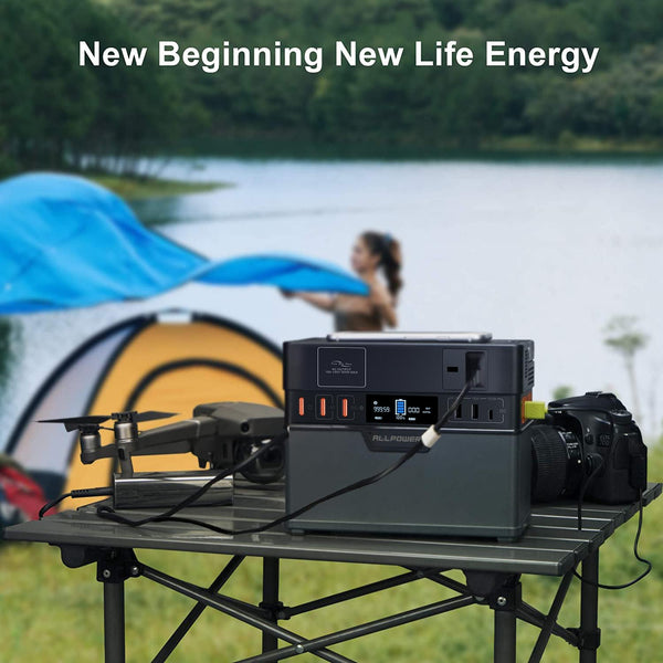 ALLPOWERS Portable Generator 288Wh Power Station Emergency Power Supply with DC/AC Inverter, PD Technology, Wireless Output, Charged by Solar Panel/Wall Outlet for Camping