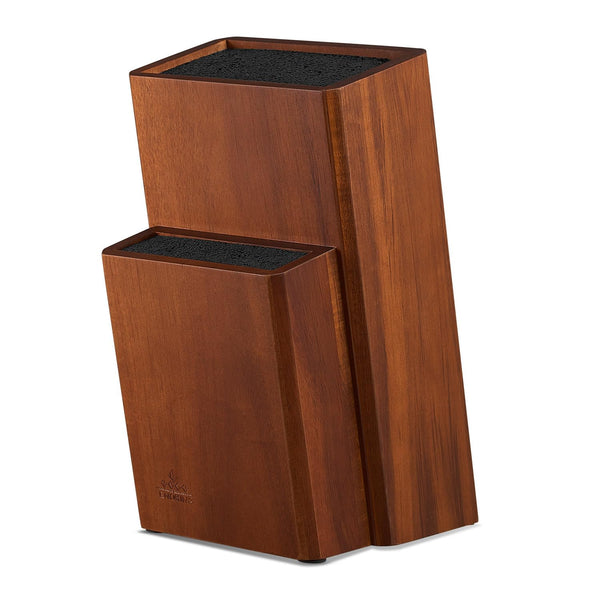 ENOKING Wooden Universal Knife Block, Knife Block Without Knives, Acacia Wood Knife Holder Storage Stand with Removable Plastic Bristles for Kitchen