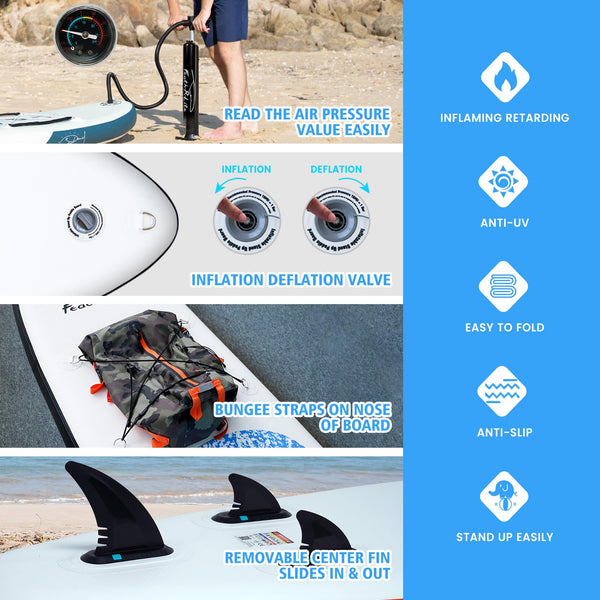 FEATH-R-LITE 10' &11' Inflatable Ultra-Light Stand Up Paddle Board for All Skill Levels Included with SUP, Adj Paddle, Pump, Backpack, Leash