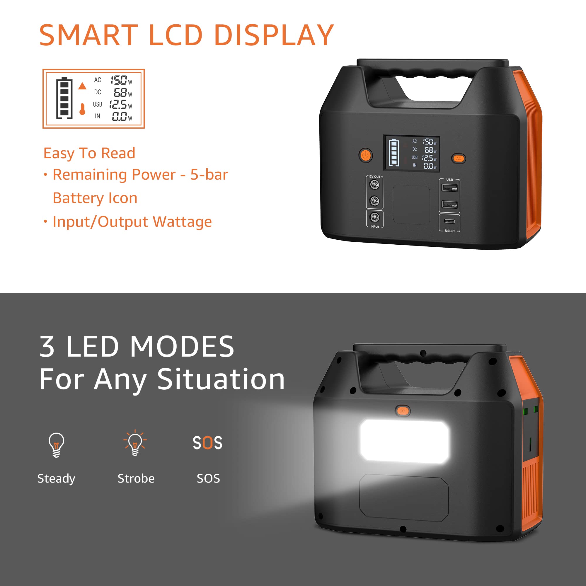 SinKeu Portable Power Station,27000mAh/99Wh Solar Generator with 230V/150W AC Outlet for Camping Emergency Outdoor Adventure Picnic Fishing Travel Party RV Trip(Solar Panel Not Included)