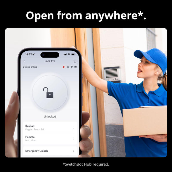 SwitchBot WiFi Smart Lock Pro with Touchscreen Keypad, Fingerprint Door Lock, Smart Door Lock, Fits Your Existing Euro Profile Cylinder, IP65 Weatherproof, Supports Matter, Alexa, Google, IFTTT