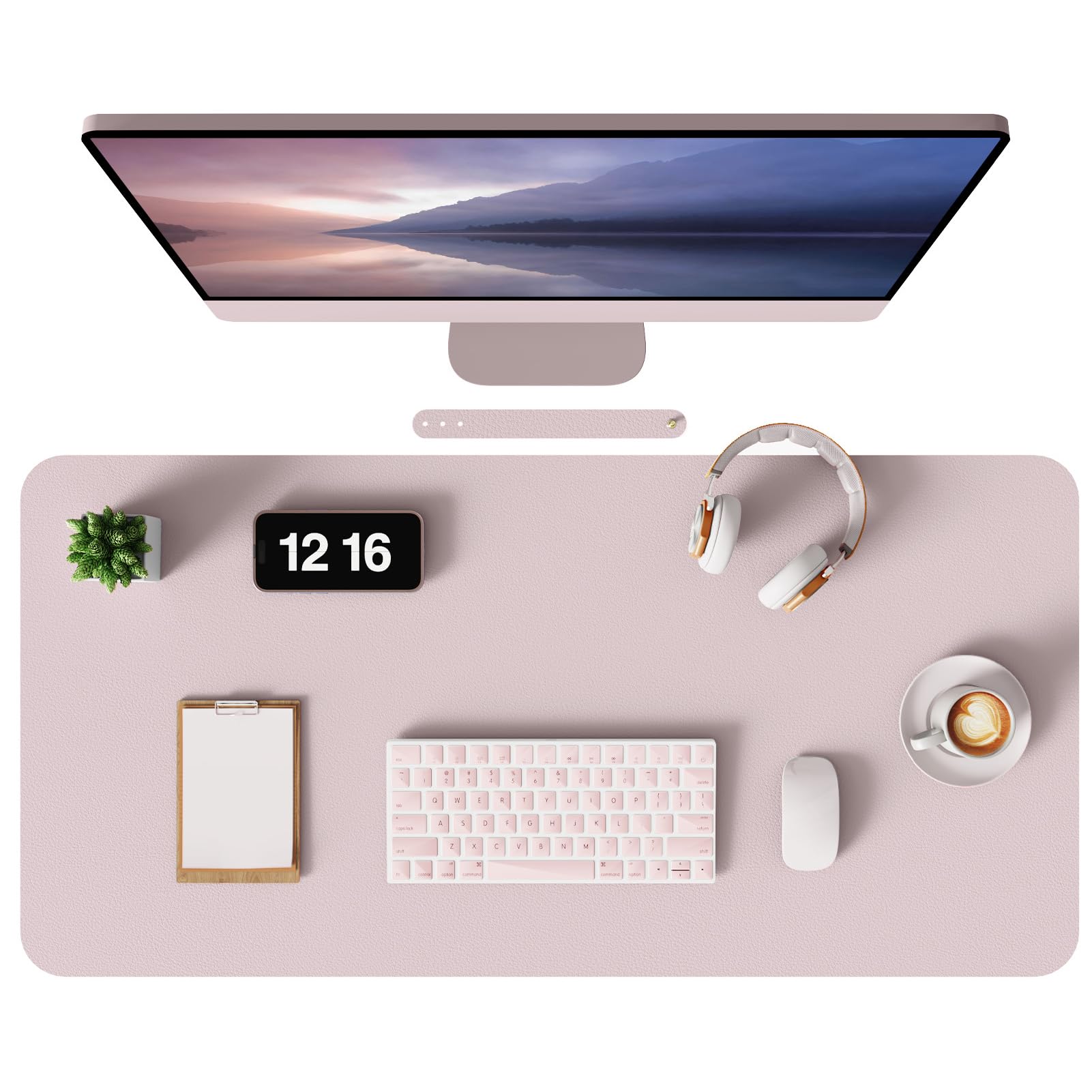 MOLMO Non-Slip Desk Mat, Waterproof Desk Pad Table Protector, Easy Clean Laptop Mat Large Mouse Pad Leather Writing Mat with Suede for Office /Home/Decor (Light Green, 60 x 35 cm)