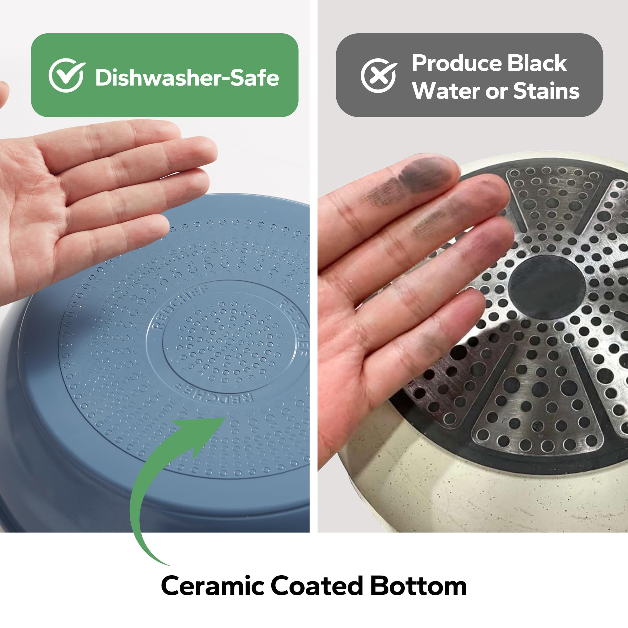 Redchef Ceramic Pots and Pans Set Non Stick, 16 pcs Nonstick Cookware Set with Detachable Handle, Non Toxic, PFAS PFOA & PTFE Free, RV Ceramic Cookware Set for Camping, Oven Safe (Pink)