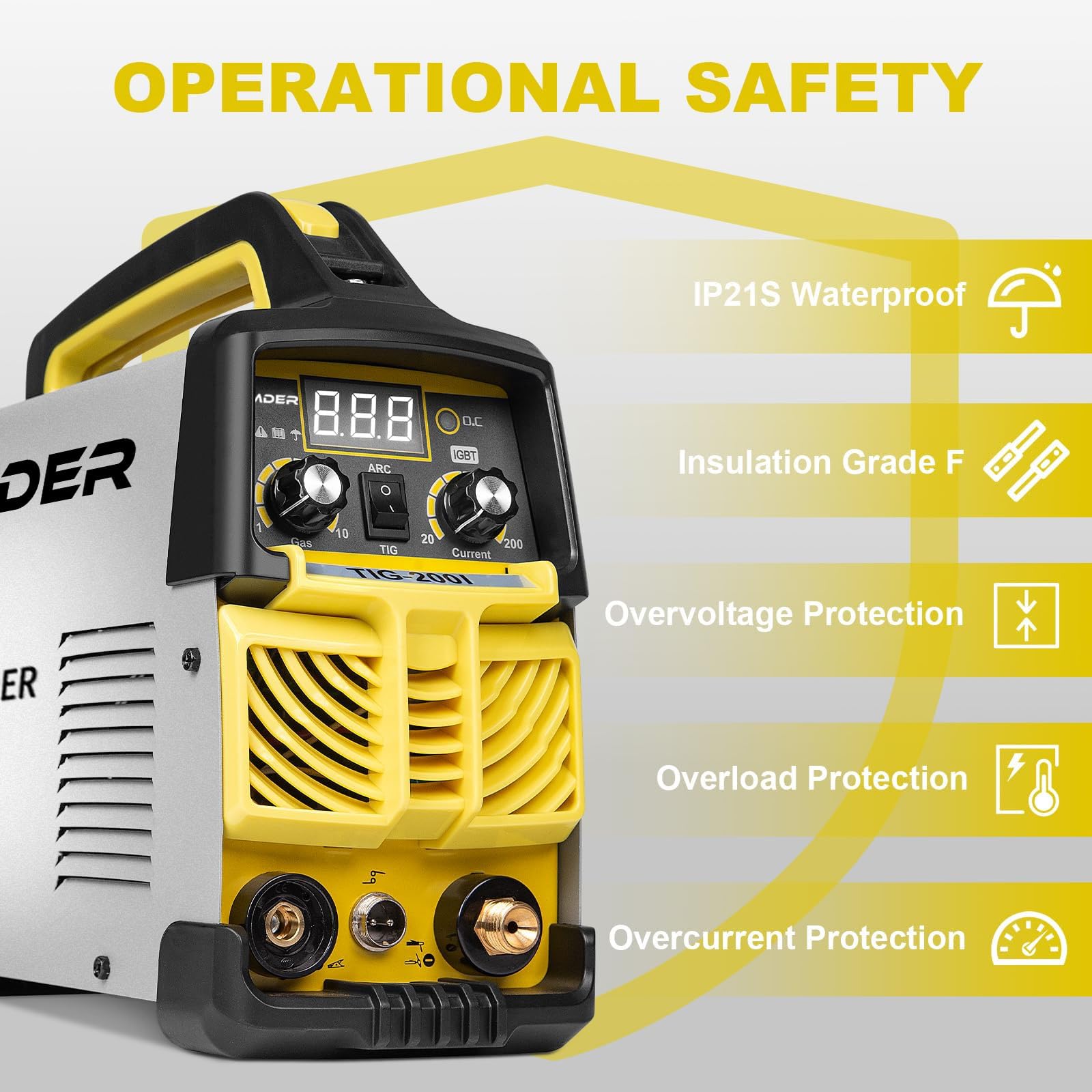 SSIMDER Tig Welder TIG-200 220V TIG MMA 2 in 1 Welding Machine Stick Arc Welding DC IGBT Inverter Welder Machine for Metal Fabrication/Automotive/DIY/Workshops,Best for Beginner