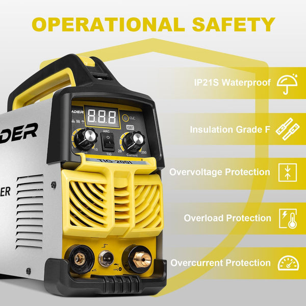 SSIMDER Tig Welder TIG-200 220V TIG MMA 2 in 1 Welding Machine Stick Arc Welding DC IGBT Inverter Welder Machine for Metal Fabrication/Automotive/DIY/Workshops,Best for Beginner