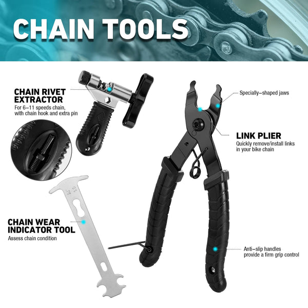 DURATECH 41-Piece Professional Bicycle Repair Set, Bicycle Repair Kit with Tool Box, Bike Tool Kit, Home Multi-Purpose Repair Kit, Suitable for