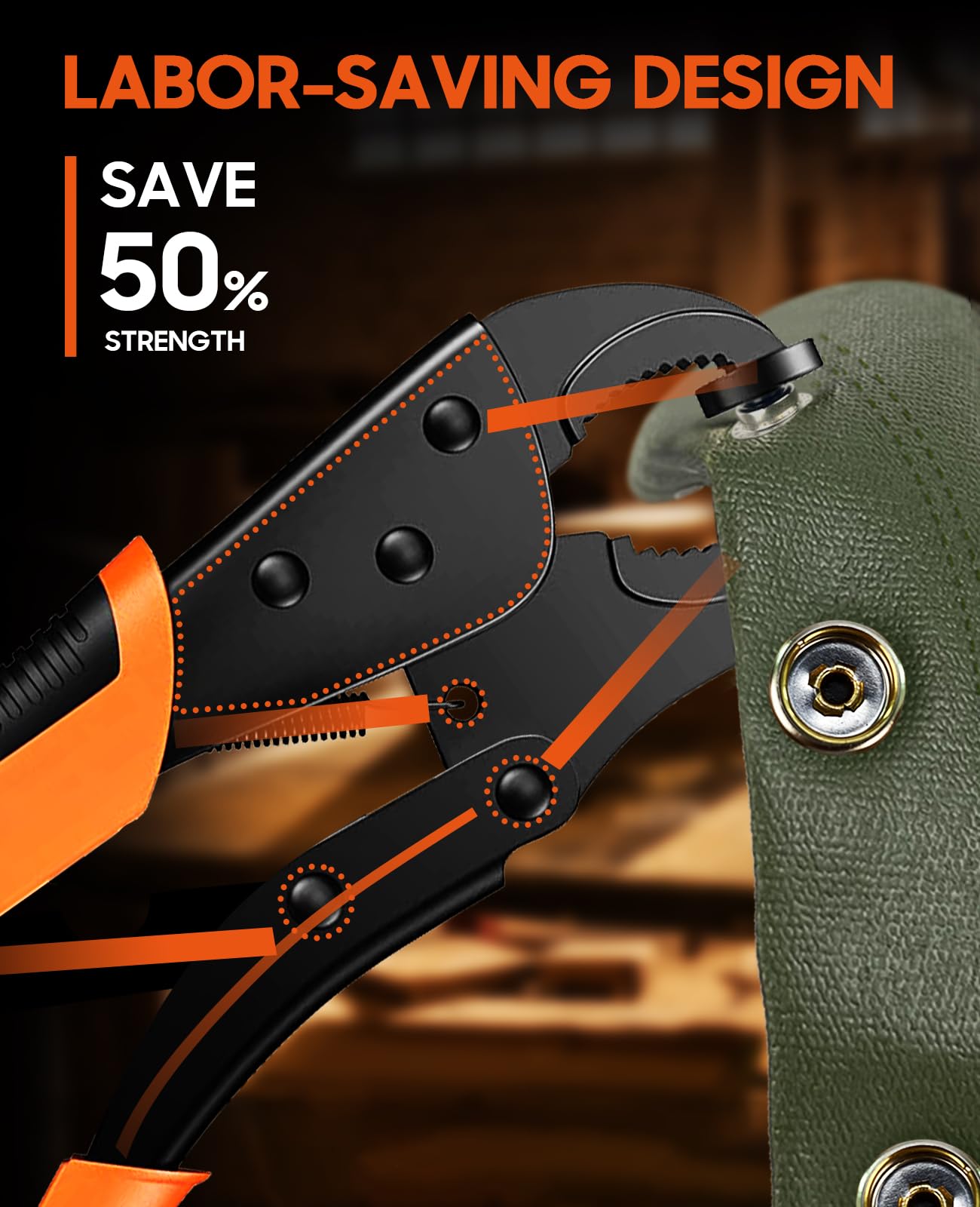 Heavy Duty Snap Fastener Tool Adjustable Vice Grip Snap Setter Tool Includes 40 Sets 15mm Snaps for Boat Cover, Replacing Metal Snaps, Repairing Boat