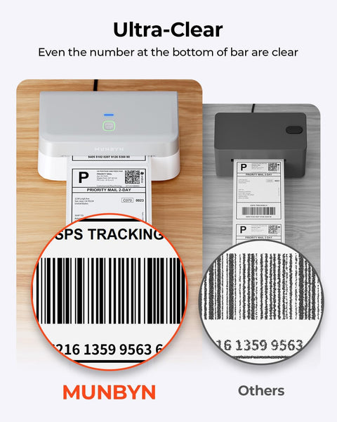 MUNBYN Bluetooth Shipping Label Printer, 4x6 Thermal Label Printer for Small Business, Compatible with iPhone, Android, Windows, macOS, Etsy, Shopify, eBay, Royal Mail, DHL, DPD, Evri, 403B, White