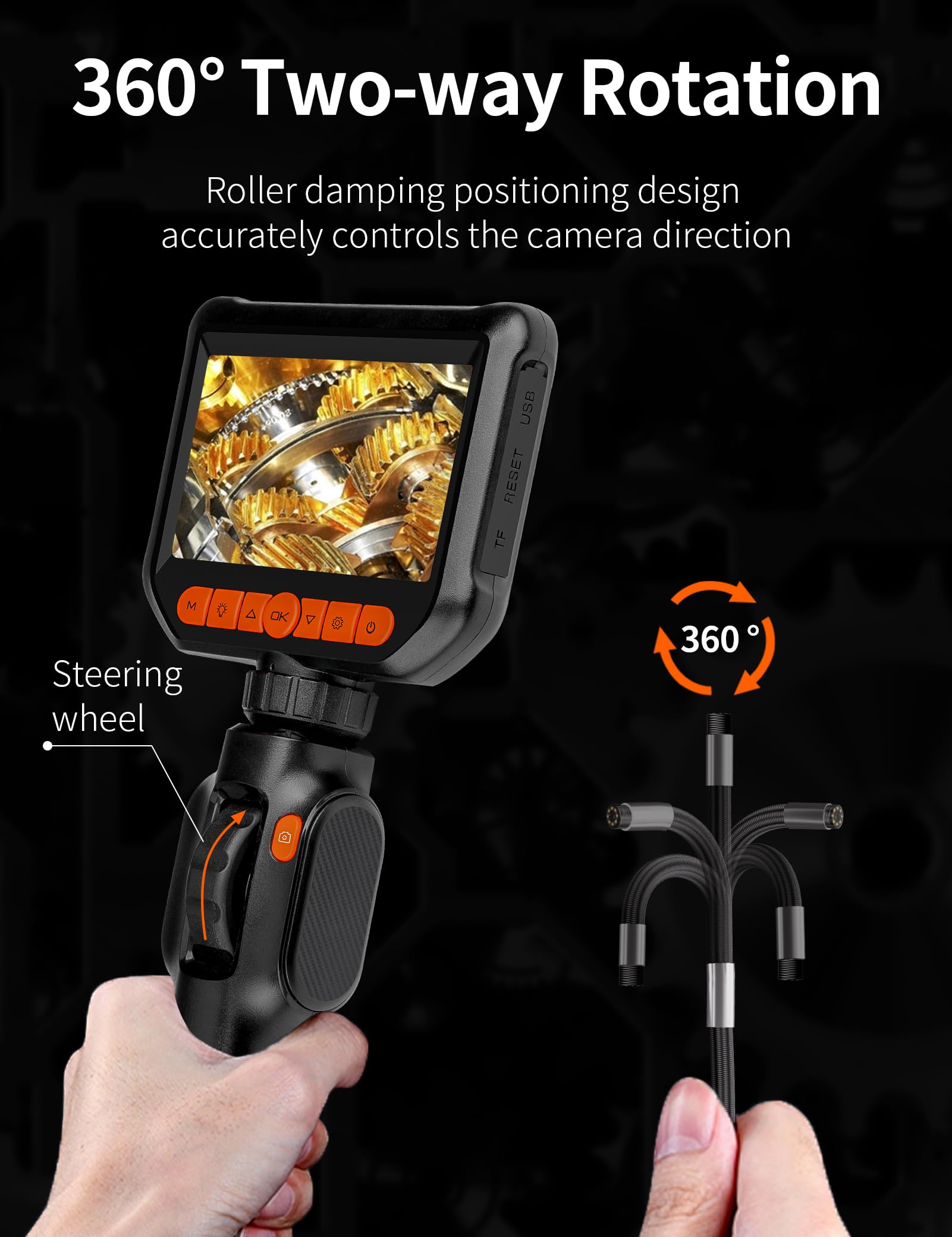 Daxiongmao Borescope, Endoscope Camera with Light, 1080P HD Inspection Camera, Borescope Camera with Light, IP67 Waterproof Camera, 16.5ft Flexible Endoscope Camera, Gadgets for Men (4.3”)