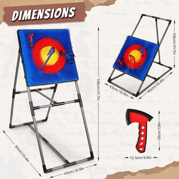 Axe Throwing Game for Backyard, Axe Throwing Target Set Games with 6 Throwing Axes & 6 Dart Bristle Target, Outdoor Indoor Yard Game for Adults Youth Kids Activity Carnival Games for Age 3-12