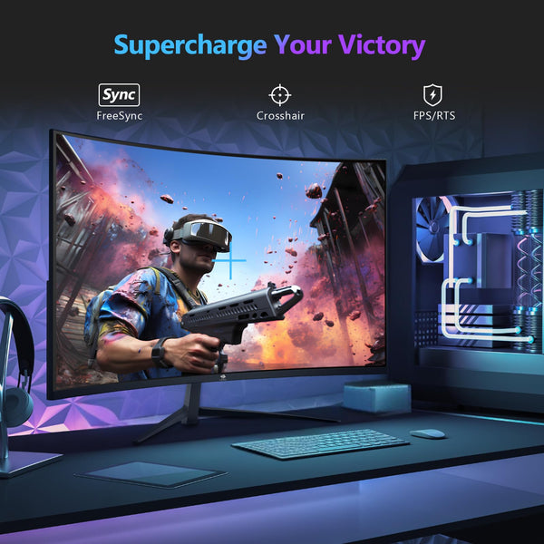 Z-Edge 24 Inch Curved Gaming Monitor 180Hz 1ms MPRT, 16:9 Full HD 1080P LED Monitor, VA Panel, 300cd/m² Brightness, FreeSync, HDMI & DisplayPort - Black